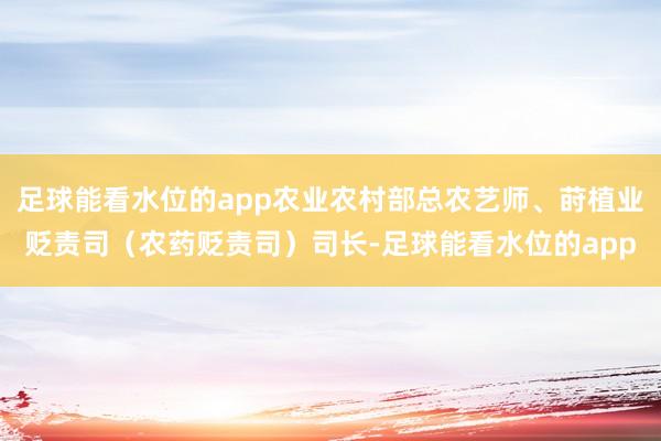 足球能看水位的app农业农村部总农艺师、莳植业贬责司（农药贬责司）司长-足球能看水位的app