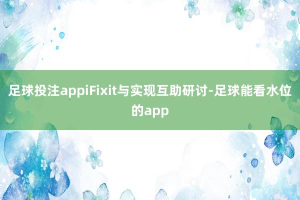 足球投注appiFixit与实现互助研讨-足球能看水位的app