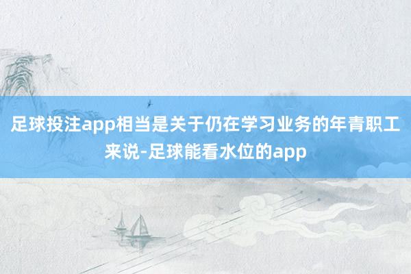 足球投注app相当是关于仍在学习业务的年青职工来说-足球能看水位的app