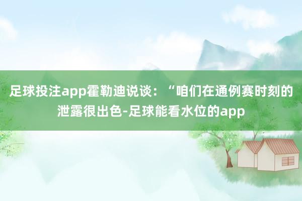 足球投注app霍勒迪说谈：“咱们在通例赛时刻的泄露很出色-足球能看水位的app