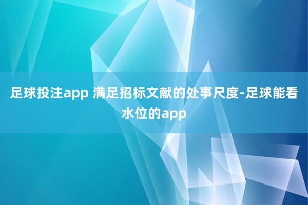 足球投注app 满足招标文献的处事尺度-足球能看水位的app