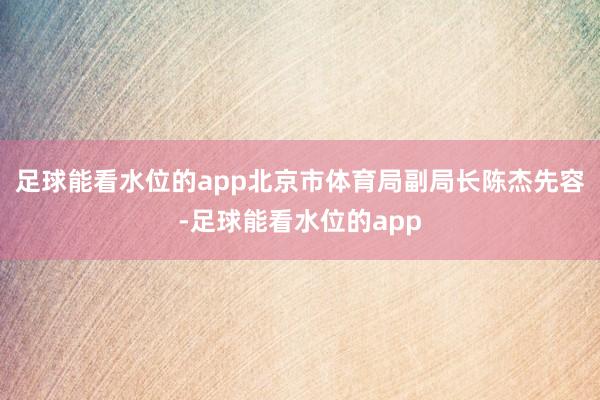 足球能看水位的app北京市体育局副局长陈杰先容-足球能看水位的app