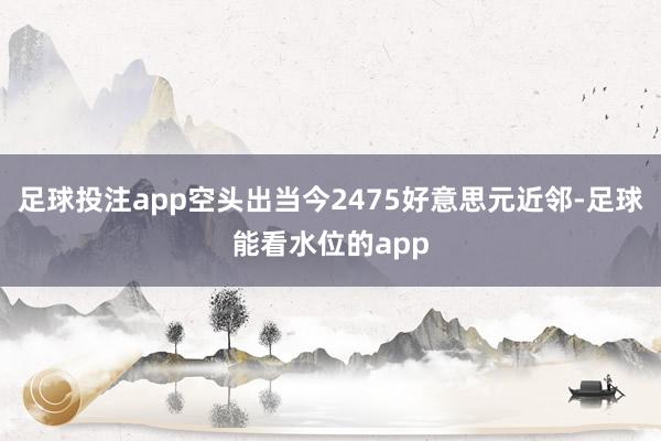 足球投注app空头出当今2475好意思元近邻-足球能看水位的app