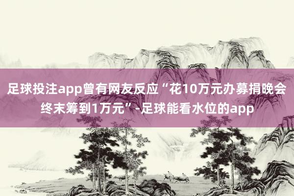 足球投注app曾有网友反应“花10万元办募捐晚会终末筹到1万元”-足球能看水位的app