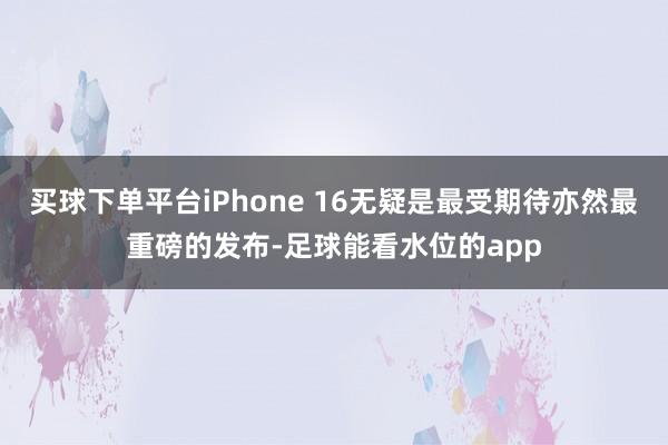 买球下单平台iPhone 16无疑是最受期待亦然最重磅的发布-足球能看水位的app