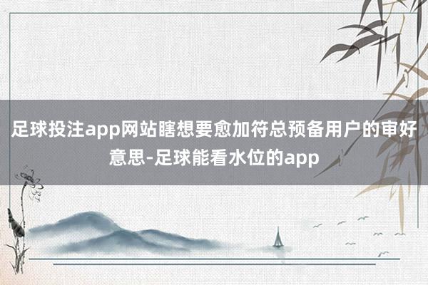 足球投注app网站瞎想要愈加符总预备用户的审好意思-足球能看水位的app