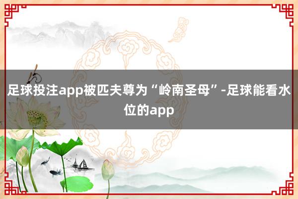 足球投注app被匹夫尊为“岭南圣母”-足球能看水位的app