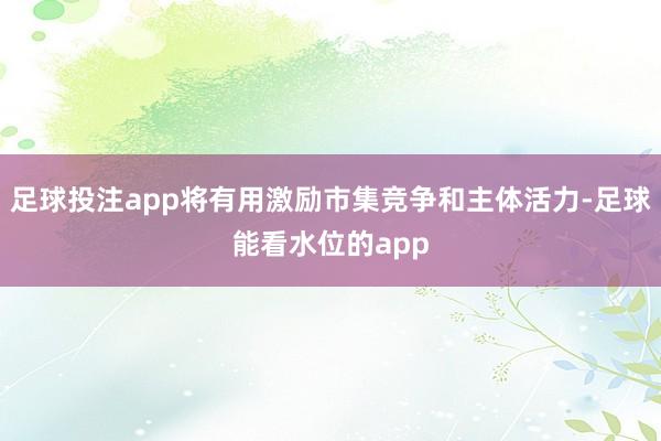 足球投注app将有用激励市集竞争和主体活力-足球能看水位的app