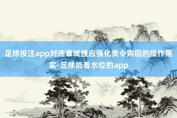 足球投注app对违章减捏应强化责令购回的操作落实-足球能看水位的app