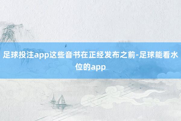 足球投注app这些音书在正经发布之前-足球能看水位的app