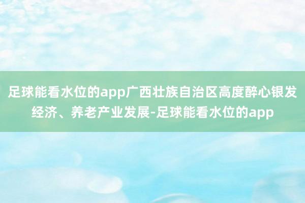 足球能看水位的app广西壮族自治区高度醉心银发经济、养老产业发展-足球能看水位的app