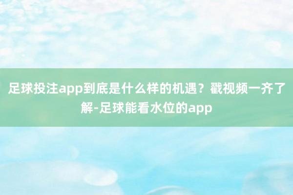 足球投注app到底是什么样的机遇？戳视频一齐了解-足球能看水位的app