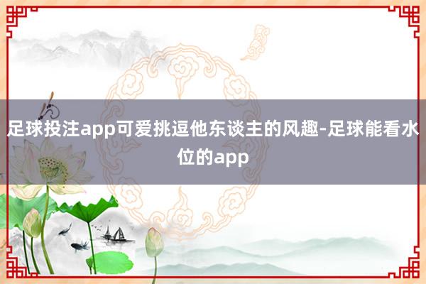 足球投注app可爱挑逗他东谈主的风趣-足球能看水位的app