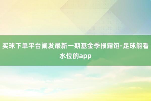 买球下单平台阐发最新一期基金季报露馅-足球能看水位的app