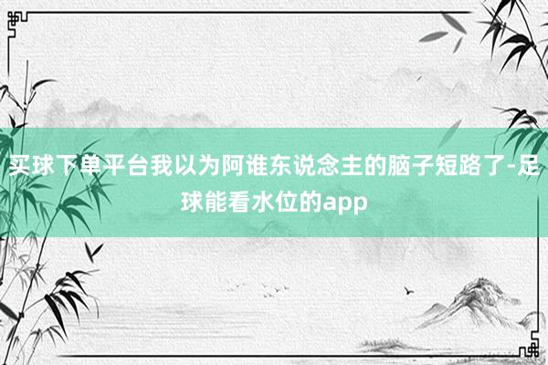 买球下单平台我以为阿谁东说念主的脑子短路了-足球能看水位的app