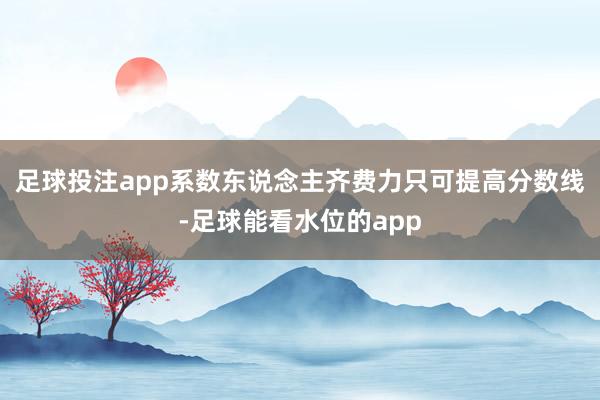 足球投注app系数东说念主齐费力只可提高分数线-足球能看水位的app