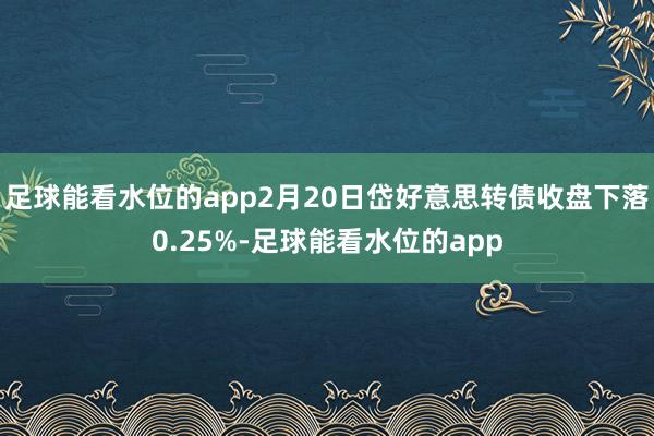 足球能看水位的app2月20日岱好意思转债收盘下落0.25%-足球能看水位的app